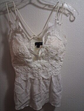 Justify White Crochet Lace Tank